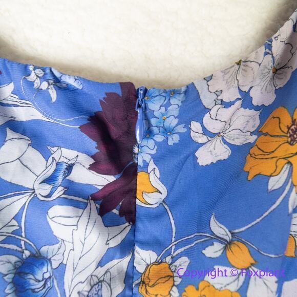 Adrianna Papell Women's Botanical Border Fit and Flare dress blue, plus size 16 - Picture 14 of 16